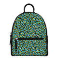 Teal And Yellow Leopard Pattern Print Leather Backpack
