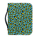 Teal And Yellow Leopard Pattern Print Leather Bible Cover