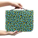 Teal And Yellow Leopard Pattern Print Leather Bible Cover