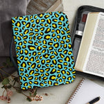 Teal And Yellow Leopard Pattern Print Leather Bible Cover