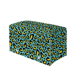 Teal And Yellow Leopard Pattern Print Leather Tissue Box Cover
