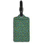 Teal And Yellow Leopard Pattern Print Luggage Tag
