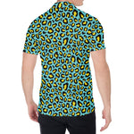 Teal And Yellow Leopard Pattern Print Men's Shirt