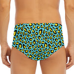 Teal And Yellow Leopard Pattern Print Men's Triangle Swim Briefs
