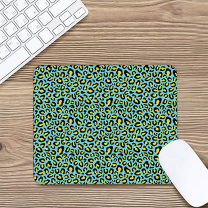 Teal And Yellow Leopard Pattern Print Mouse Pad
