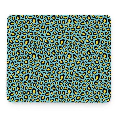 Teal And Yellow Leopard Pattern Print Mouse Pad