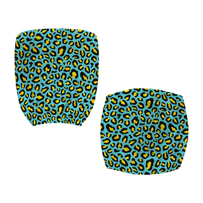 Teal And Yellow Leopard Pattern Print Office Chair Cover