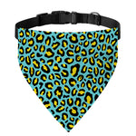 Teal And Yellow Leopard Pattern Print Over The Collar Dog Bandana