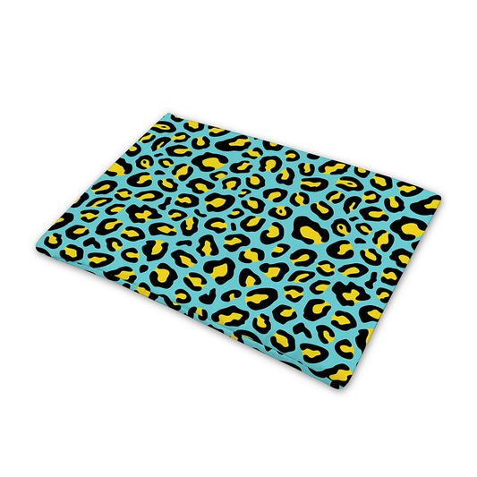 Teal And Yellow Leopard Pattern Print Pet Cooling Mat Cover