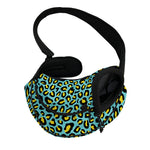 Teal And Yellow Leopard Pattern Print Pet Sling Carrier