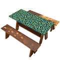Teal And Yellow Leopard Pattern Print Picnic Table Cover