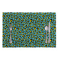 Teal And Yellow Leopard Pattern Print Placemat