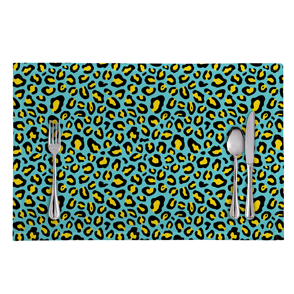 Teal And Yellow Leopard Pattern Print Placemat