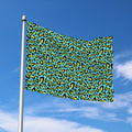 Teal And Yellow Leopard Pattern Print Polyester Flag