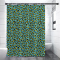 Teal And Yellow Leopard Pattern Print Premium Shower Curtain