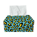 Teal And Yellow Leopard Pattern Print Rectangle Tissue Box Cover