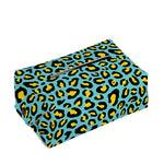 Teal And Yellow Leopard Pattern Print Rectangle Tissue Box Cover