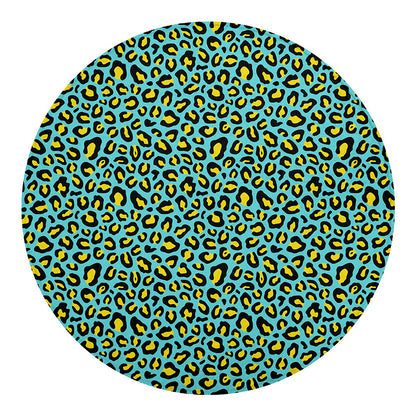 Teal And Yellow Leopard Pattern Print Round Blanket
