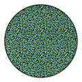 Teal And Yellow Leopard Pattern Print Round Floor Mat