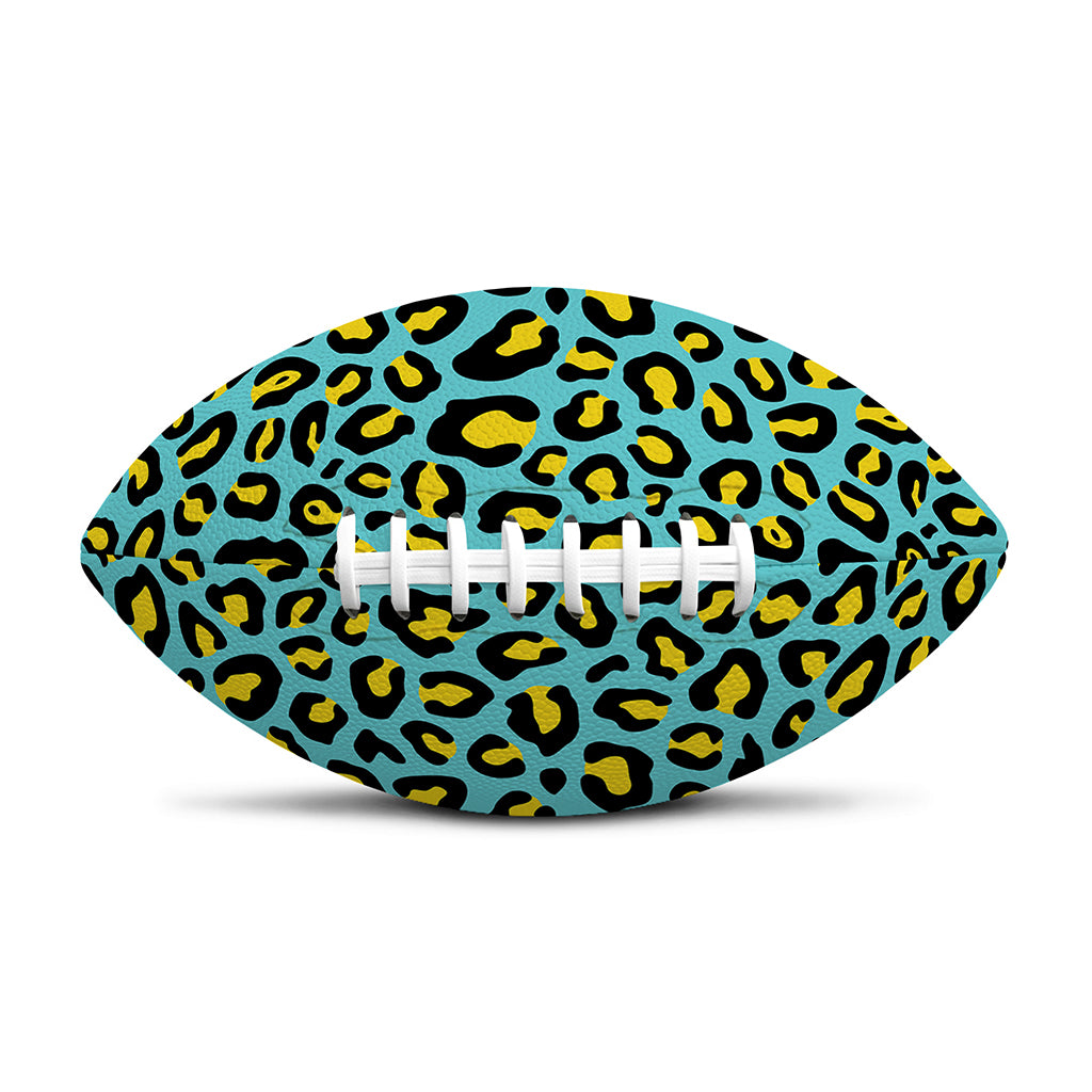 Teal And Yellow Leopard Pattern Print Rugby Ball
