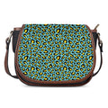 Teal And Yellow Leopard Pattern Print Saddle Bag