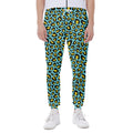 Teal And Yellow Leopard Pattern Print Joggers
