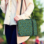 Teal And Yellow Leopard Pattern Print Shoulder Strap Bible Bag