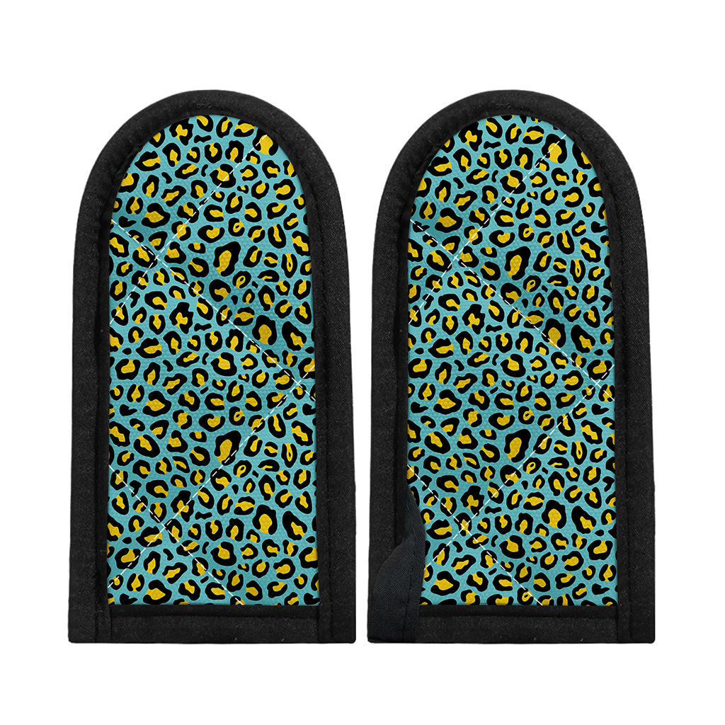 Teal And Yellow Leopard Pattern Print Skillet Handle Cover