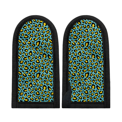 Teal And Yellow Leopard Pattern Print Skillet Handle Cover