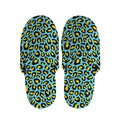 Teal And Yellow Leopard Pattern Print Slippers