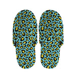 Teal And Yellow Leopard Pattern Print Slippers