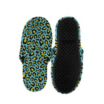 Teal And Yellow Leopard Pattern Print Slippers