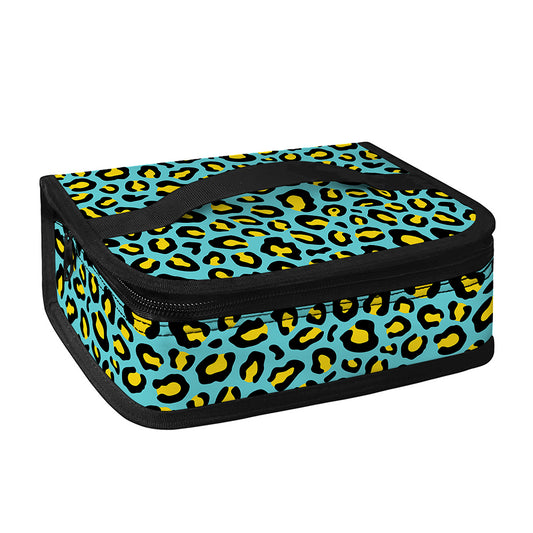 Teal And Yellow Leopard Pattern Print Small Lunch Bag