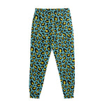 Teal And Yellow Leopard Pattern Print Sweatpants