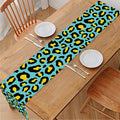 Teal And Yellow Leopard Pattern Print Table Runner
