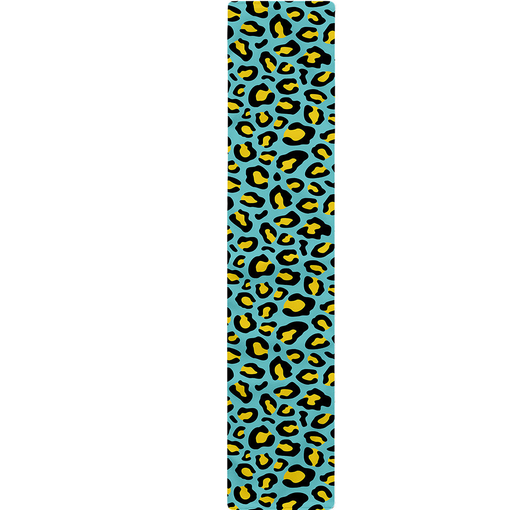 Teal And Yellow Leopard Pattern Print Table Runner