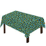 Teal And Yellow Leopard Pattern Print Tablecloth