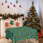 Teal And Yellow Leopard Pattern Print Tablecloth