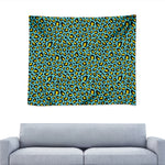 Teal And Yellow Leopard Pattern Print Tapestry