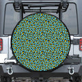Teal And Yellow Leopard Pattern Print Tire Cover