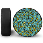 Teal And Yellow Leopard Pattern Print Tire Cover