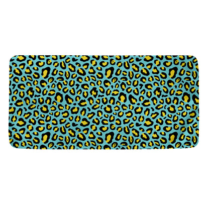 Teal And Yellow Leopard Pattern Print Towel