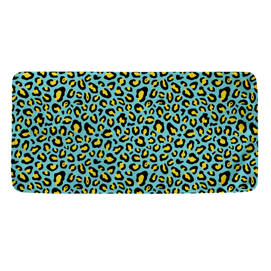 Teal And Yellow Leopard Pattern Print Towel