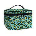 Teal And Yellow Leopard Pattern Print Travel Makeup Bag
