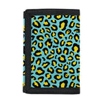 Teal And Yellow Leopard Pattern Print Trifold Wallet