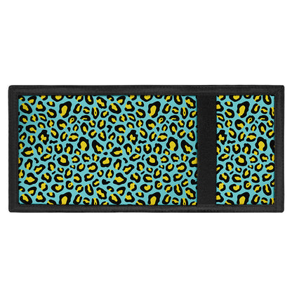 Teal And Yellow Leopard Pattern Print Trifold Wallet