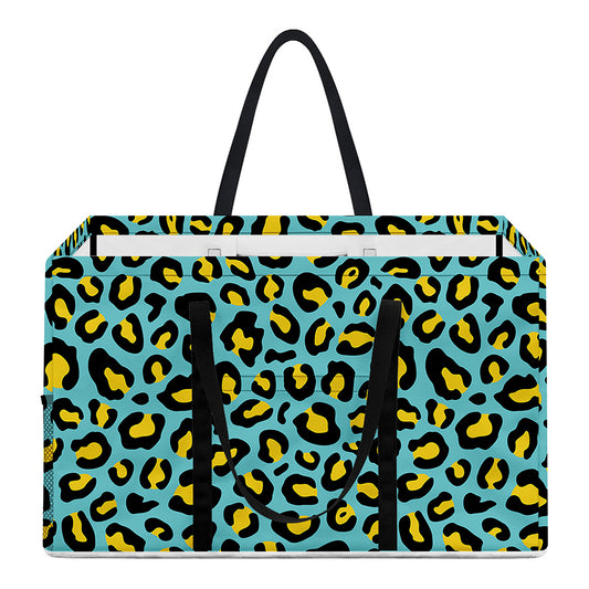 Teal And Yellow Leopard Pattern Print Utility Tote Bag