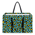 Teal And Yellow Leopard Pattern Print Utility Tote Bag