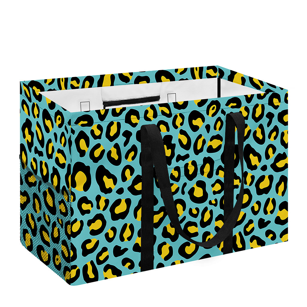 Teal And Yellow Leopard Pattern Print Utility Tote Bag