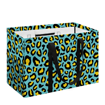 Teal And Yellow Leopard Pattern Print Utility Tote Bag